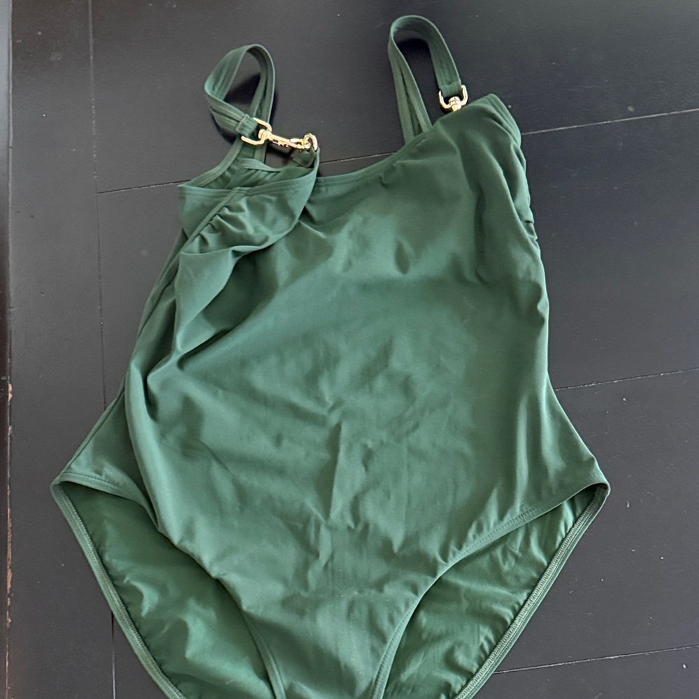 Tory Burch Kids Deep Green swimsuit.